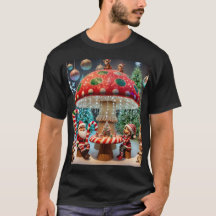 Whimsical Christmas Mushroom T-shirt Design 
