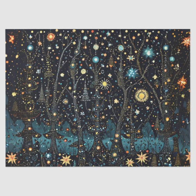 Whimsical Christmas Night Decoupage Craft Paper (Front)