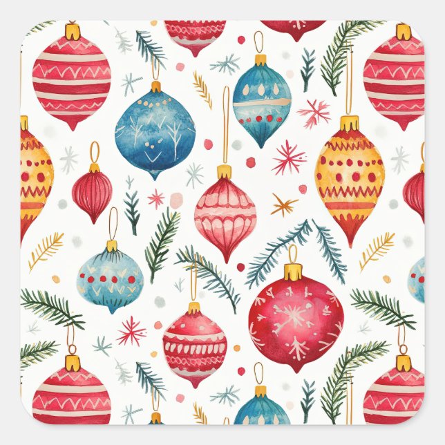 Whimsical Christmas Ornaments Sticker (Front)