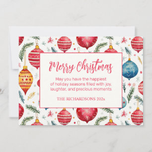 Whimsical Christmas Ornaments Vintage Holiday Card