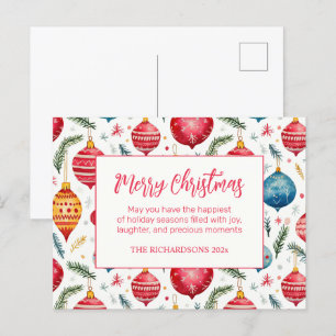 Whimsical Christmas Ornaments Vintage Holiday Postcard