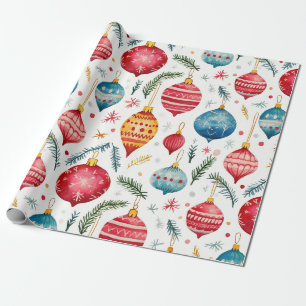 Whimsical Christmas Ornaments Vintage Wrapping Paper