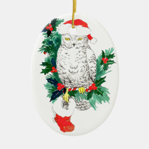 Whimsical Christmas Owl & Stocking Ornament