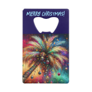 Whimsical Christmas Palm Tree Tropical Beach Vivid