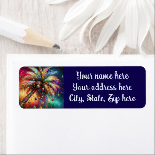 Whimsical Christmas Palm Tree Tropical Beach Vivid