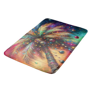 Whimsical Christmas Palm Tree Tropical Beach Vivid Bath Mat