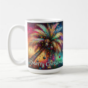 Whimsical Christmas Palm Tree Tropical Beach Vivid Coffee Mug