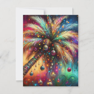 Whimsical Christmas Palm Tree Tropical Beach Vivid Holiday Card