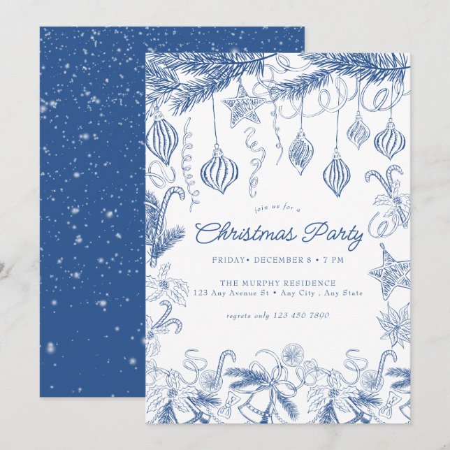 Whimsical Christmas  Party Invitation (Front/Back)