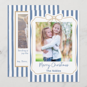 Whimsical Christmas Photo Bow Ribbon Holiday Card
