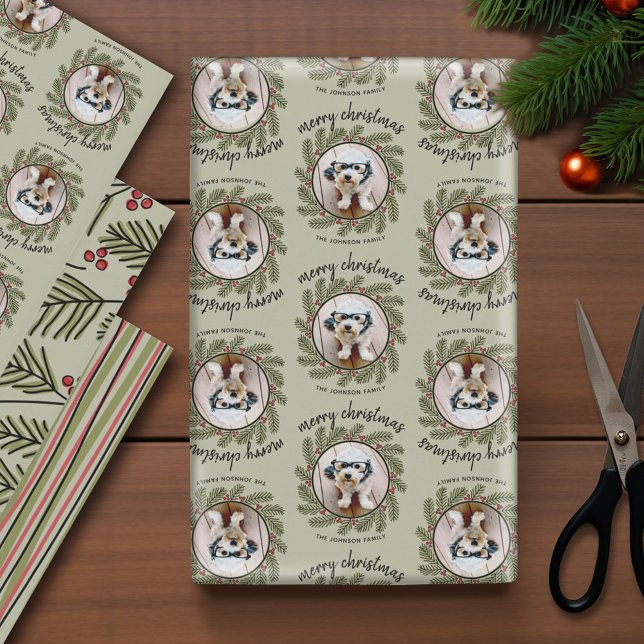 Whimsical Christmas Photo - Calligraphy - Branches Wrapping Paper Sheet (Photo Wrapping Paper - Holiday and Christmas Theme)