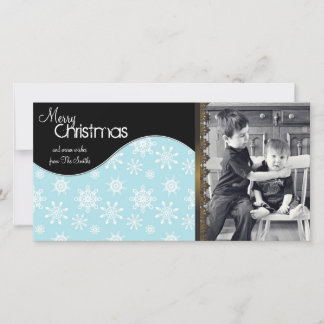 Whimsical Christmas Photo Card White Snowflakes