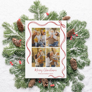 Whimsical Christmas Photo Card with Red Bow