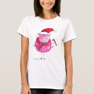 Whimsical Christmas Pig T-Shirt