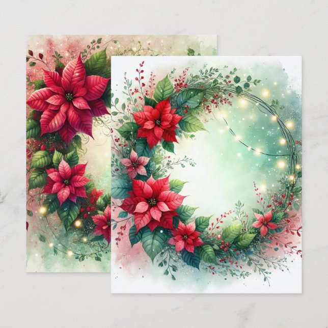 Whimsical Christmas Poinsettia Wreath Scrapbook (Front/Back)