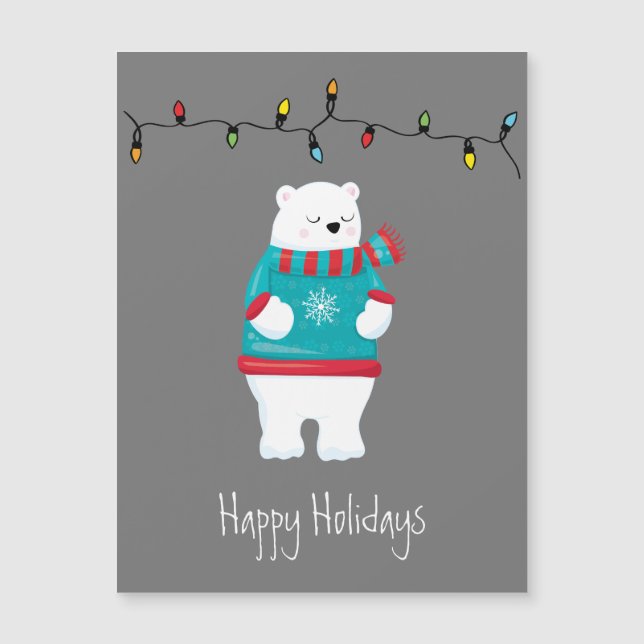 Whimsical Christmas Polar Bear Holiday Card (Front)
