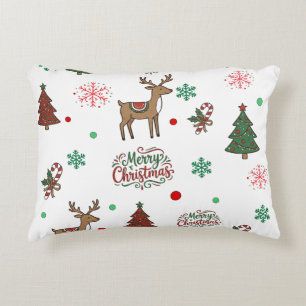 Whimsical Christmas Reindeer&Candy Cane Decor Pi Decorative Cushion