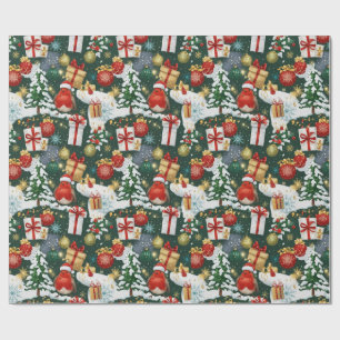 Whimsical Christmas Robin Wrapping Paper