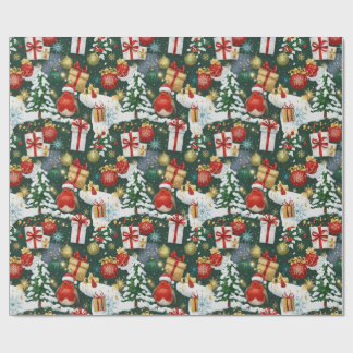 Whimsical Christmas Robin Wrapping Paper