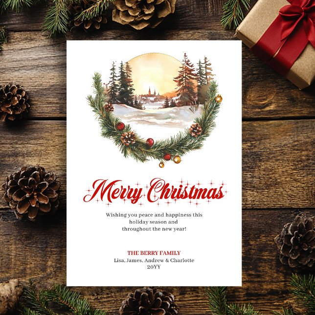 Whimsical Christmas Scene Modern Greeting Card (Whimsical Christmas Scene Modern Greeting Card)
