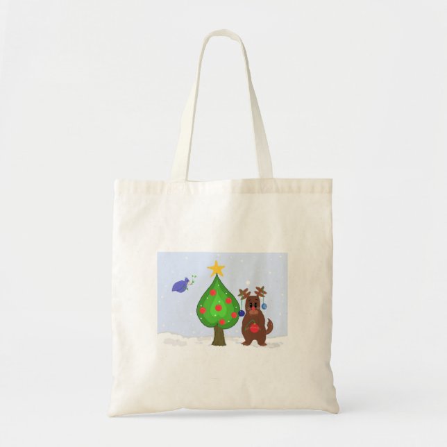 Whimsical Christmas Scene Tote Bag (Front)