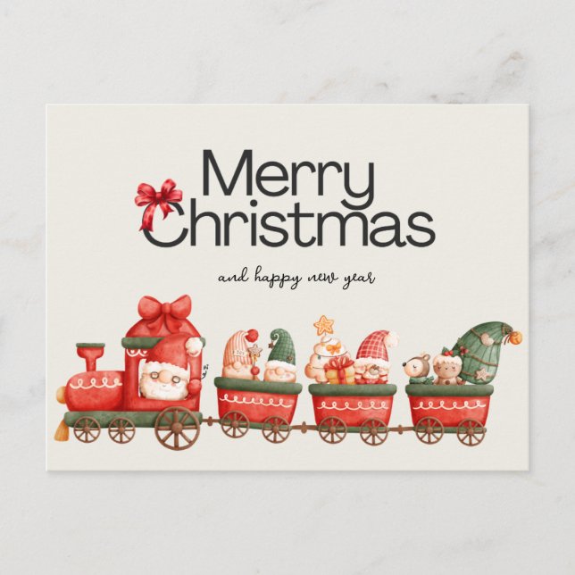 Whimsical Christmas Train Card  (Front)