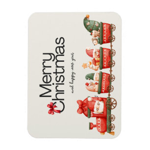 Whimsical Christmas Train Card Magnet