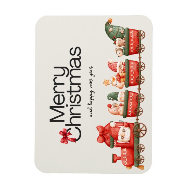 Whimsical Christmas Train Card  Magnet (Vertical)
