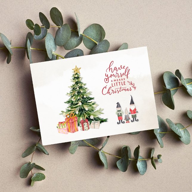 Whimsical Christmas Tree and Elves Christmas Card  (Creator Uploaded)