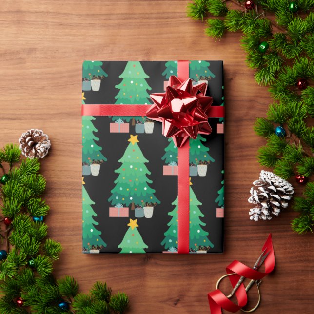 Whimsical Christmas Tree and Gifts Christmas Wrapping Paper (Holiday Gift)
