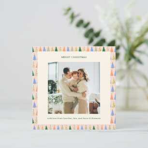 Whimsical Christmas Tree Border Photo Family Cute Holiday Card