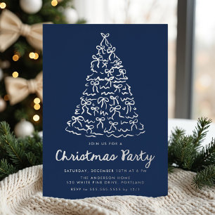 Whimsical Christmas Tree Bows Navy Holiday Party