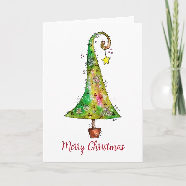 Whimsical Christmas Tree Card (Front)