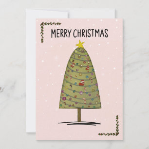 Whimsical Christmas Tree Card with Ornaments on Pi