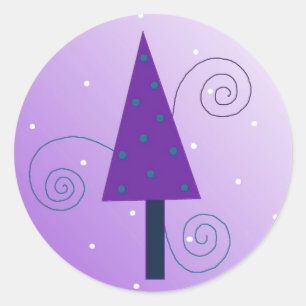 Whimsical Christmas Tree Classic Round Sticker