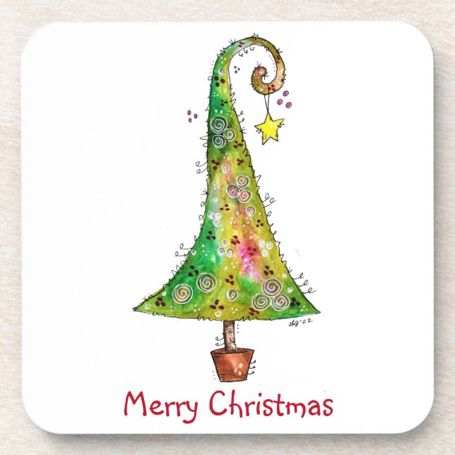 Whimsical Christmas Tree Coaster (Front)
