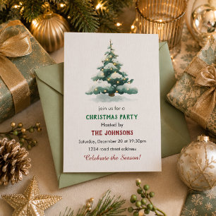 Whimsical Christmas Tree Dinner Party Invitation