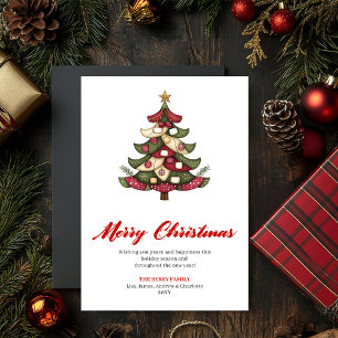 Whimsical Christmas tree editable greeting card