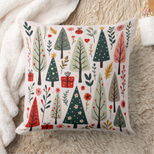 Whimsical Christmas Tree Forest Cushion