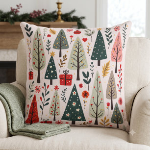 Whimsical Christmas Tree Forest Cushion