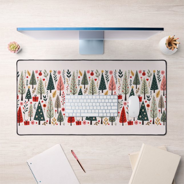 Whimsical Christmas Tree Forest Desk Mat (Office 1)