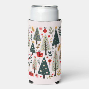 Whimsical Christmas Tree Forest Seltzer Can Cooler