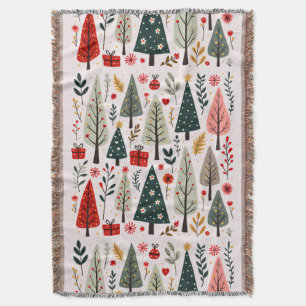 Whimsical Christmas Tree Forest Throw Blanket