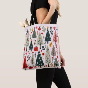 Whimsical Christmas Tree Forest Tote Bag