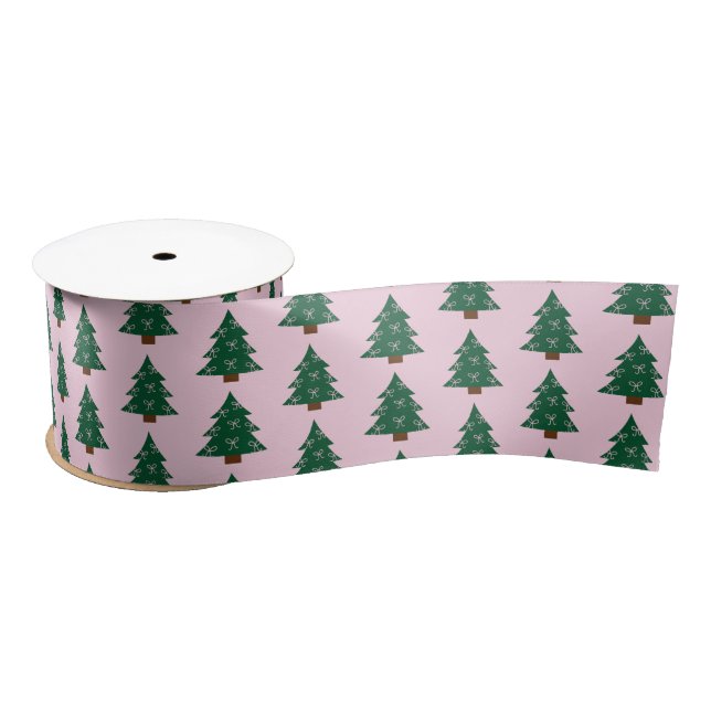 Whimsical Christmas Tree In Pink Ribbons Satin Ribbon (Spool)