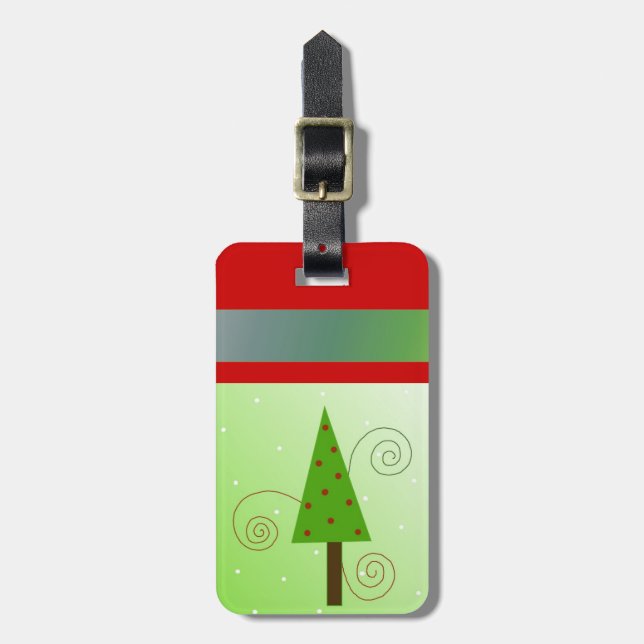 Whimsical Christmas Tree Luggage Tag (Front Vertical)