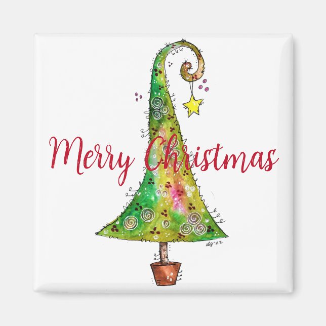 Whimsical Christmas Tree Magnet (Front)