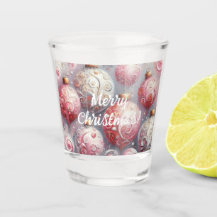 Whimsical Christmas Tree Ornaments Balls Pink Shot Glass
