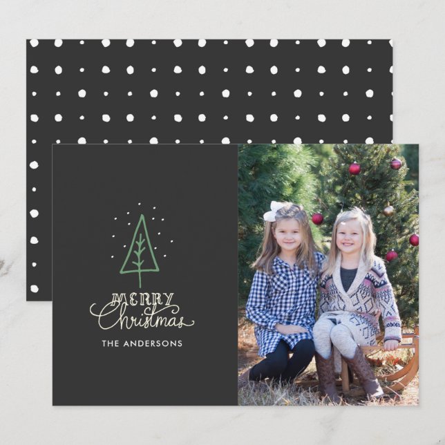 Whimsical Christmas Tree Photo Christmas Card (Front/Back)