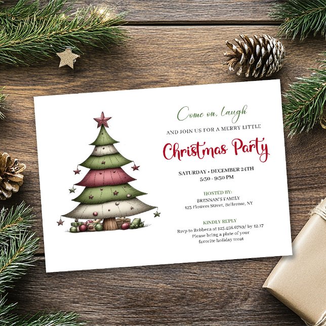 Whimsical Christmas tree playful holiday invite (Whimsical Christmas tree playful holiday invite)